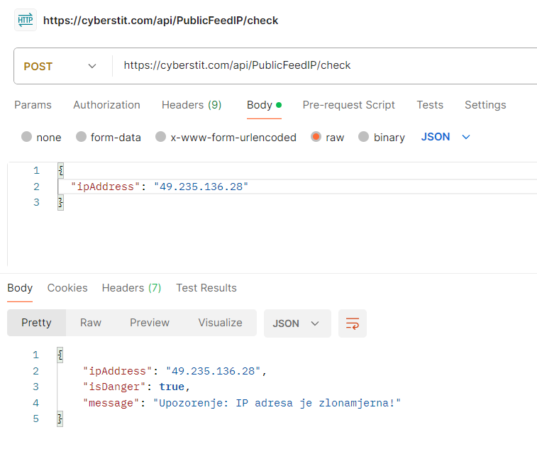 CyberStit API Check uputstvo